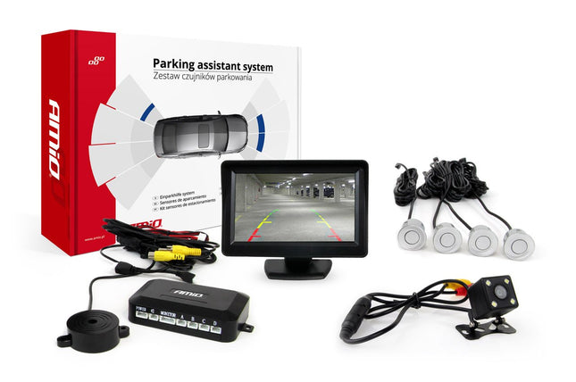 AMiO AMiO Parkeerhulpsysteem TFT01 4 3 inch LCD Beeldscherm - HD315 LED Camera 4 Sensoren Zilver AMiO 8