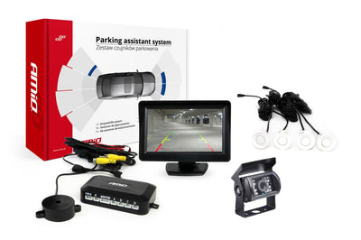 Système d'aide au parking amio TFT01 43 pouces avec HD-501-IR 4 capteurs blancs