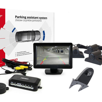 AMiO AMiO Parkeerhulpsysteem TFT01 4,3 inch LCD Beeldscherm - HD502IR Camera 4 Zwarte Sensoren Truck AMiO 1