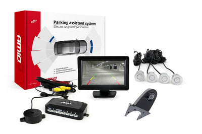 Système d'aide au parking Amio TFT01 43 pouces avec HD-502-IR et 4 capteurs argent