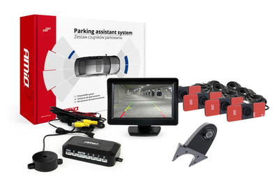 Système d'aide au parking amio TFT01 43 pouces avec HD-502-IR et 4 capteurs Binnemage noir