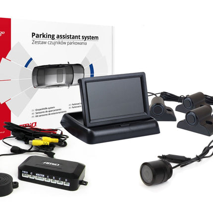 AMiO AMiO Parkeerhulpsysteem TFT02 4,3 inch LCD Beeldscherm - CAM301 IR 28mm Camera 4 Zwarte Sensoren Truck AMiO 1