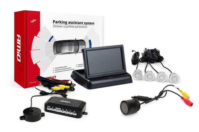 AMiO AMiO Parkeerhulpsysteem TFT02 4,3 inch LCD Beeldscherm - CAM301 IR 28mm Camera en 4 Zilveren Sensoren voor Auto AMiO 9