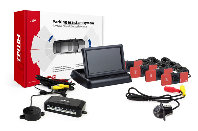 AMiO AMiO Parkeerhulpsysteem TFT02 4,3 inch LCD Beeldscherm - HD305LED Camera 4 Zwarte Sensoren Binnenmontage Auto AMiO 9