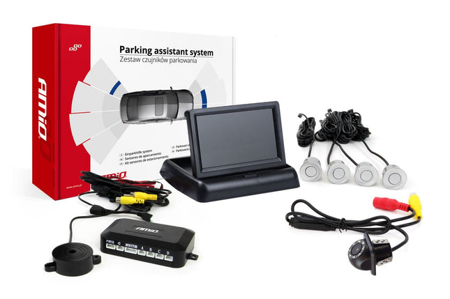 AMiO AMiO Parkeerhulpsysteem TFT02 4,3 inch LCD Beeldscherm - HD305LED Camera en 4 Zilveren Sensoren voor Auto AMiO 1
