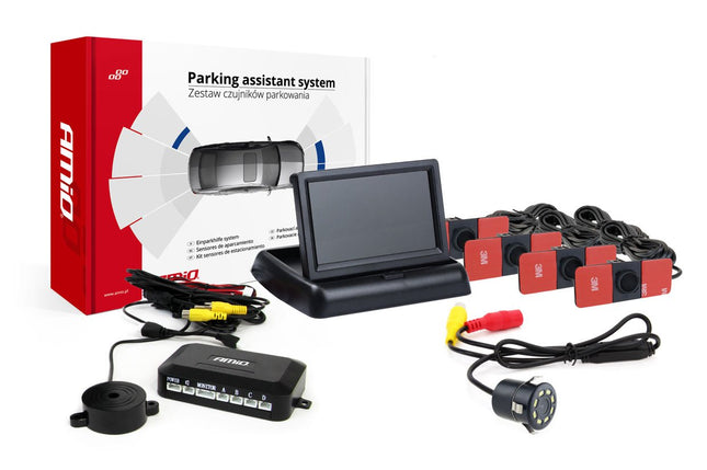 AMiO AMiO Parkeerhulpsysteem TFT02 4,3 inch LCD Beeldscherm - HD308LED Camera 4 Zwarte Sensoren Binnenmontage Auto AMiO 9