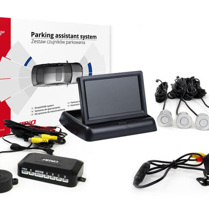AMiO AMiO Parkeerhulpsysteem TFT02 4,3 inch LCD Beeldscherm - HD315LED Camera 4 Zilveren Sensoren Auto AMiO 1