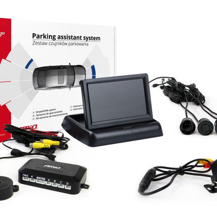 AMiO AMiO Parkeerhulpsysteem TFT02 4,3 inch LCD Beeldscherm - HD315LED Camera 4 Zwarte Ultrasone Sensoren Auto Parkeerhulp AMiO 1