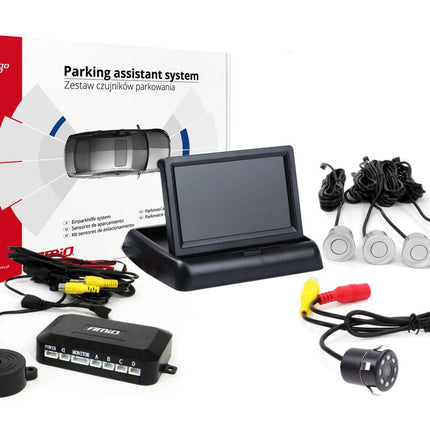 AMiO Parkeerhulpsysteem TFT02 43 inch met HD - 307 - IR en 4 Sensoren Zilver - VCTparts.nl