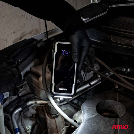 AMiO Portable 3 - in - 1 Jump Starter LED Powerbank – 12V 12Ah – 1600A – Compact en Krachtig - VCTparts.nl