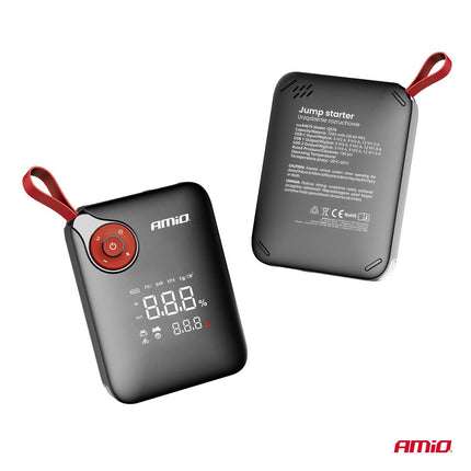 AMiO Portable Mini 4 - in - 1 Jump Starter – Powerbank 12V 600A met Air Compressor en LED Zaklamp – Draagbare Startbooster Auto – Smart Battery Booster - VCTparts.nl