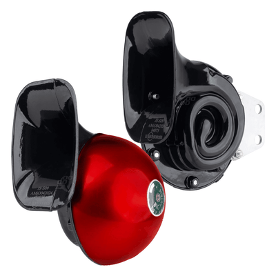 Amio Premium Hoorn Hard Horn / Corne pour la voiture 125 mm 12V rouge-noir (set)