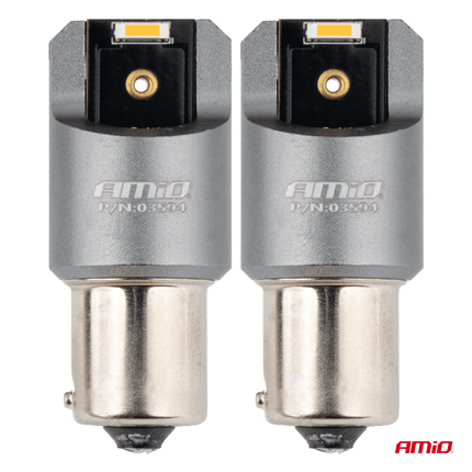 AMiO PY21W BAU15s LED 12V - 24V 2x1860 SMD Oranje Canbus [Knipperlicht - Richtingaanwijzer] (2 stuks) - VCTparts.nl