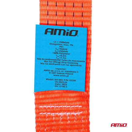 AMiO Ratchet Spanband 5000kg 50mm x 8m – Zware Lasten Vastzetten voor Transport en Industrie - VCTparts.nl