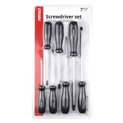 AMiO Schroevendraaier Set 7 Stuks Magnetische Kop zwart - VCTparts.nl