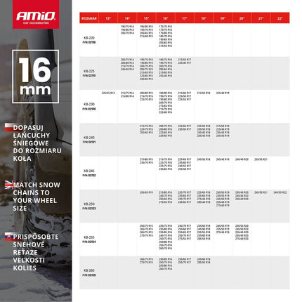 AMiO Sneeuw Kettingen Gehard Staal 16 mm 4x4 KB - 250 7500 kg - VCTparts.nl