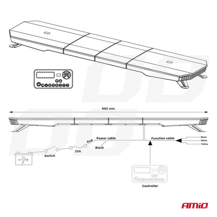 AMiO Stroboscoop Zwaailicht LED Waarschuwingslichtbar / LED Bar 180 LED 1372mm Oranje - VCTparts.nl