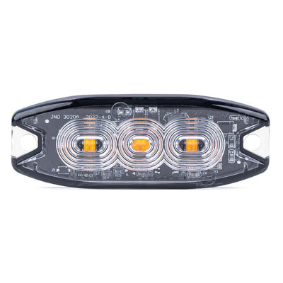 Amio stroboscope clignotant clair Slim Amber Grill Mountting Flash Lamp 3x3W LED R65 R10 12 / 24V IP67 Oranje