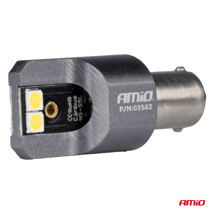 AMiO T4W BA9S LED 12V - 24V 4x3030 SMD Wit Canbus [Koplamp - Dagrijverlichting] (2 stuks) - VCTparts.nl