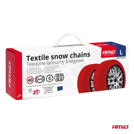AMiO Textiele Sneeuwkettingen/Sneeuwsokken voor Autobanden L - EN16662 - 1 / Önorm V5121 Rood (2 stuks) - VCTparts.nl