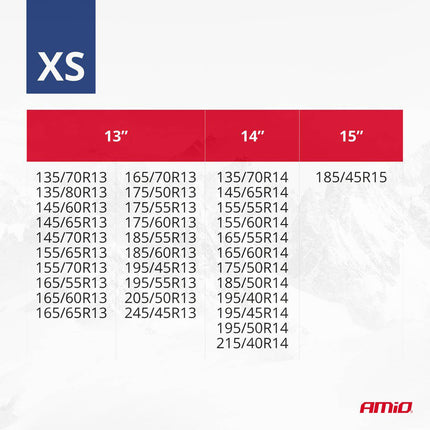 AMiO Textiele Sneeuwkettingen/Sneeuwsokken voor Autobanden XS - EN16662 - 1 / Önorm V5121 Rood (2 stuks) - VCTparts.nl