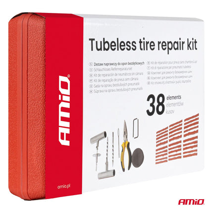 AMiO Tubeless Bandenreparatie Set 38 - Delig - Effectieve Lekafdichting voor Auto SUV Motor en Quad - VCTparts.nl