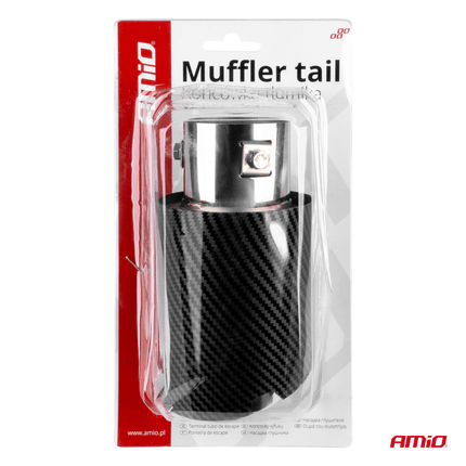 AMiO Uitlaat Einddemper Sierstuk RVS Koppelstuk 89mm Carbon - VCTparts.nl