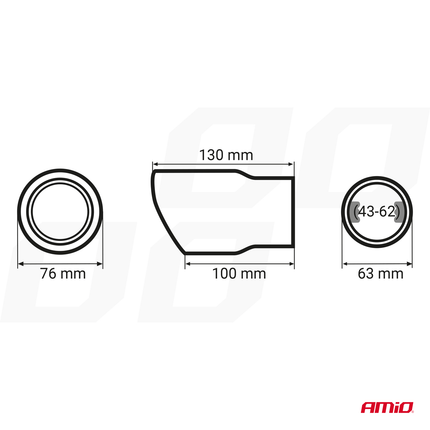 AMiO Uitlaat Einddemper Sierstuk RVS MT 017B Koppelstuk 63mm Zwart - VCTparts.nl