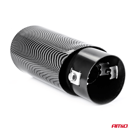 AMiO Universele Enkele Uitlaat Demper Recht Tip RVS Koppelstuk (86 x 65 mm) Carbon - VCTparts.nl