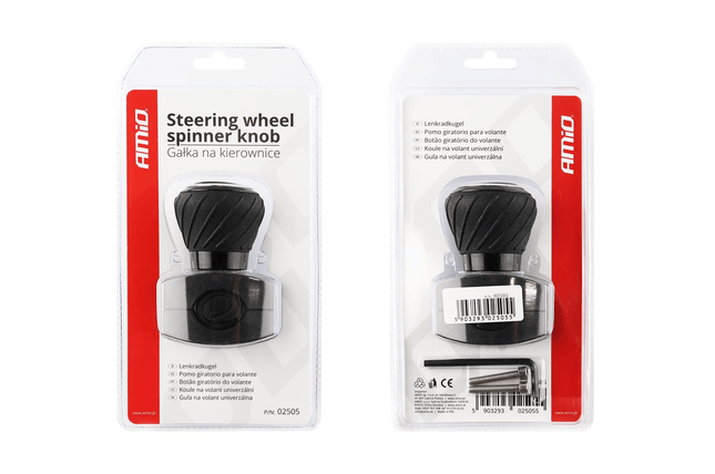 AMiO Universele Rubberen Stuurknop voor Stuurwiel 360º Zwart - Rood [Wheel Spinner] - VCTparts.nl