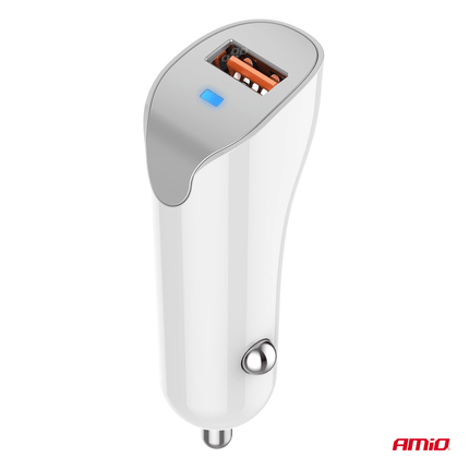 AMiO USB - A Autolader Telefoon 2.1A 12/24V Wit - VCTparts.nl