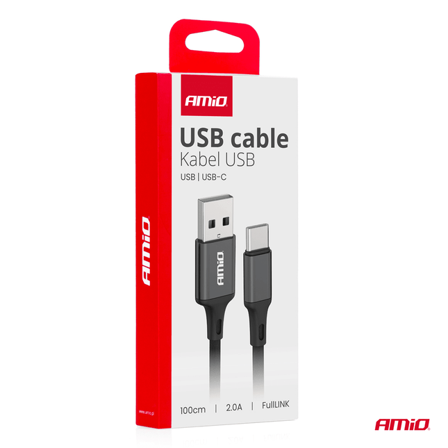 AMiO USB - A naar USB - C Kabel 2A 100cm FullLINK - Hoogwaardige Snellader Oplaadkabel Snoer - VCTparts.nl