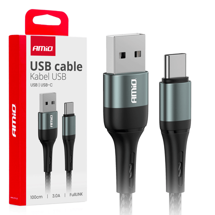 AMiO USB - A naar USB - C Kabel 3A 100cm FullLINK - Hoogwaardige Snellader Oplaadkabel Snoer - VCTparts.nl