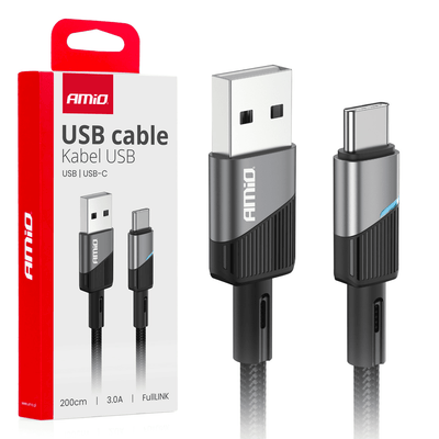 AMIO USB-A à USB-C Cable 3A 200 cm FullLink Premium High-qualité Fast Charger Charge Cable Corde