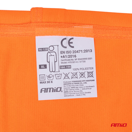 AMiO Veiligheidsvest Oranje SV - 01 Reflecterend Hesje met ISO Certificaat (120gr/m) - VCTparts.nl