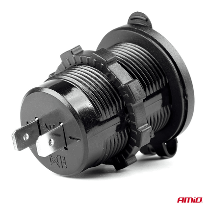 AMiO Waterdichte Telefoon Lader Autostekker Inbouwdoos 2x USB - A 12V 24V Universeel - VCTparts.nl