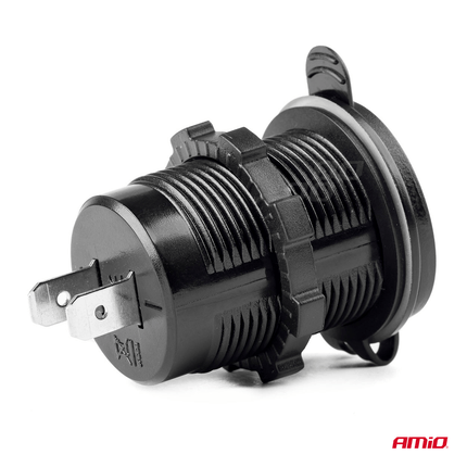 AMiO Waterdichte Telefoon Lader Autostekker Inbouwdoos USB - A en USB - C 12V 24V Universeel - VCTparts.nl