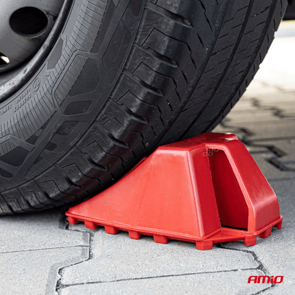 AMiO Wielkeg Wielblok Klem Bandenstopper Rolstopper met Rem Kunststof Rood - VCTparts.nl