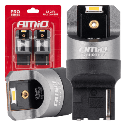 AMiO WY21W LED 12V - 24V 2x1860 SMD Oranje Canbus [Knipperlicht - Richtingaanwijzer] (2 stuks) - VCTparts.nl