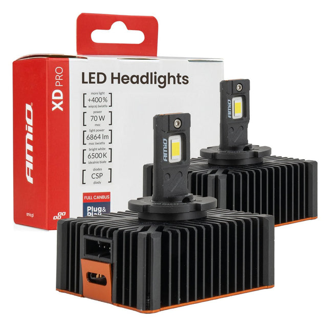 AMIO XD PRO D5S LED Koplampen Full Canbus 6500K Wit Licht - 6864LM 70W D5S Xenon Vervanging Plug and Play Krachtige Upgrade - VCTparts.nl