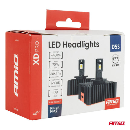 AMIO XD PRO D5S LED Koplampen Full Canbus 6500K Wit Licht - 6864LM 70W D5S Xenon Vervanging Plug and Play Krachtige Upgrade - VCTparts.nl