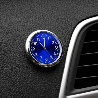 Analoog Mini Dashboard Auto Klokje Zelfklevend - Blauw Chrome