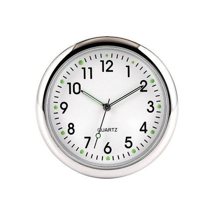 Analoog Mini Dashboard Auto Klokje Zelfklevend - Wit Chrome - VCTparts.nl