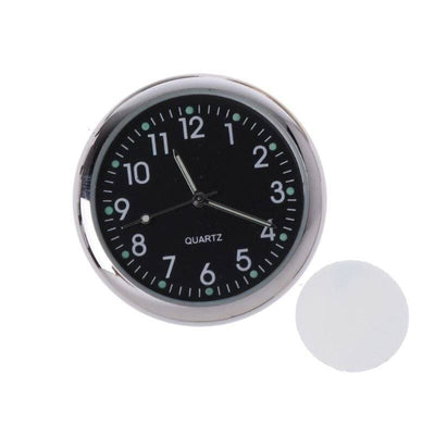 Analogique mini tableau de bord horloge de voiture auto-adhésive Chrome noir