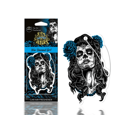 Aroma Car Aroma Dia de Los Muertos Auto Air Frisher Frisher Food Skull - Blue Diamond Girl