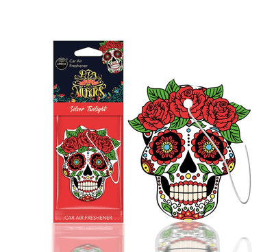 Aroma Car Aroma Dia de Los Muertos Auto Air Frisher Frisher Tough Schelnel - Tatouage en argent