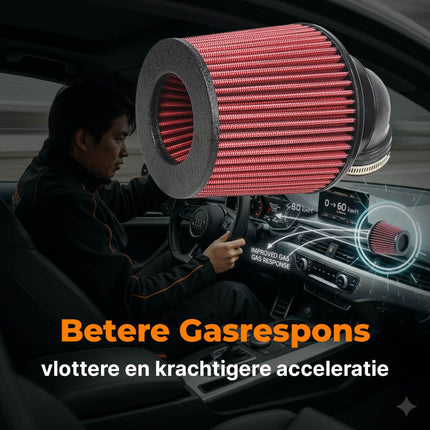 Audi A4 B8 en A5 8T 2.0T 2007 - 2016 – Koude Luchtinlaat Kit – Sport Openluchtfilter met Inlaatpijp - Cold Air Intake - VCTparts.nl