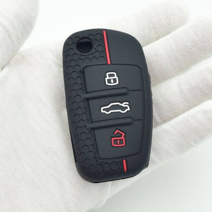 Audi Sleutel Hoes Siliconen Cover zwart Rood [A - RS - Q - TT] - VCTparts.nl