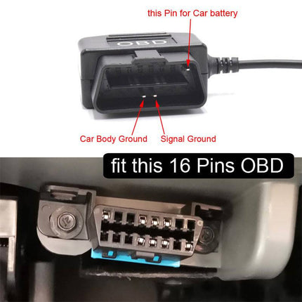 VCTparts Auto Dashcam Continue Voeding Hardwire OBD Kabel Voeding Micro USB [3.5M 12v/24v] NORGOS 6