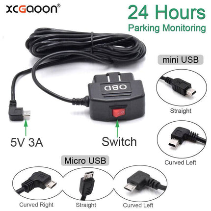 VCTparts Auto Dashcam Continue Voeding Hardwire OBD Kabel Voeding Micro USB [3.5M 12v/24v] NORGOS 5